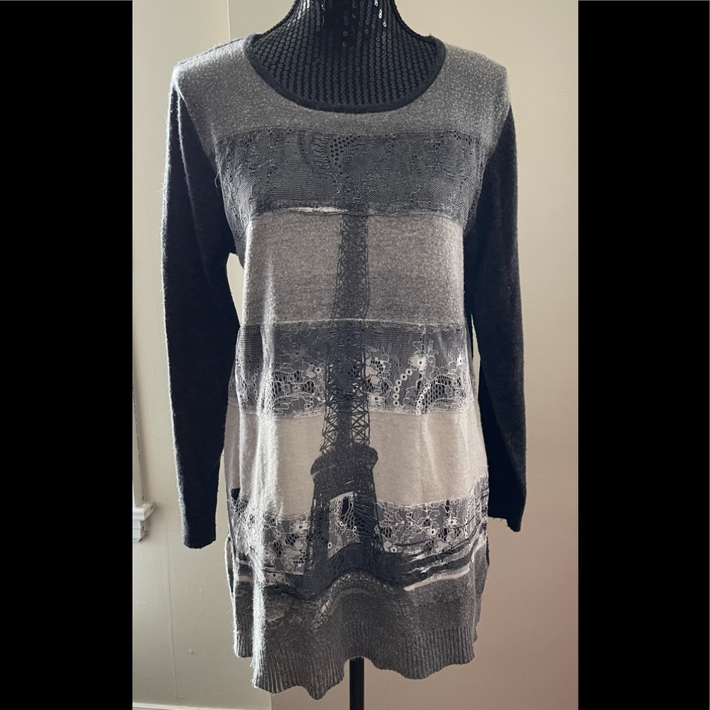 Parkhurst Eiffel Tower Distressed Sweater